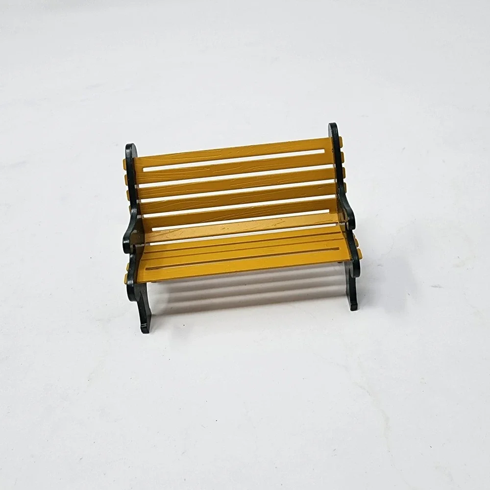 Department 56 Village Wrought Iron Park Bench Yellow Green Metal Accessory 52302